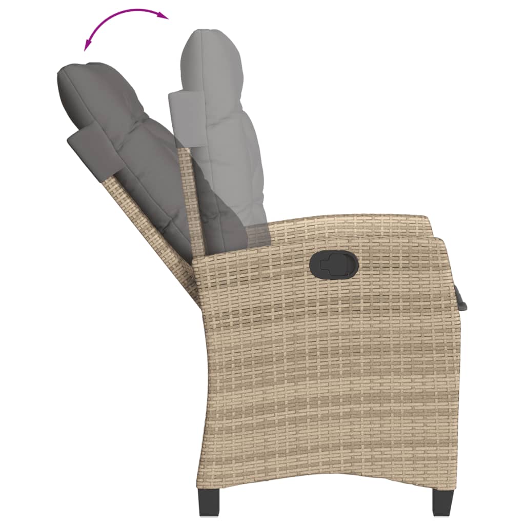 vidaXL 3-delige Tuinset met kussens poly rattan gemengd beige