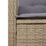 vidaXL 3-delige Tuinset met kussens poly rattan gemengd beige