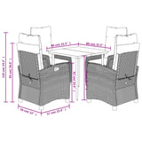 vidaXL 3-delige Tuinset met kussens poly rattan gemengd beige