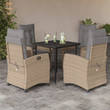 vidaXL 3-delige Tuinset met kussens poly rattan gemengd beige