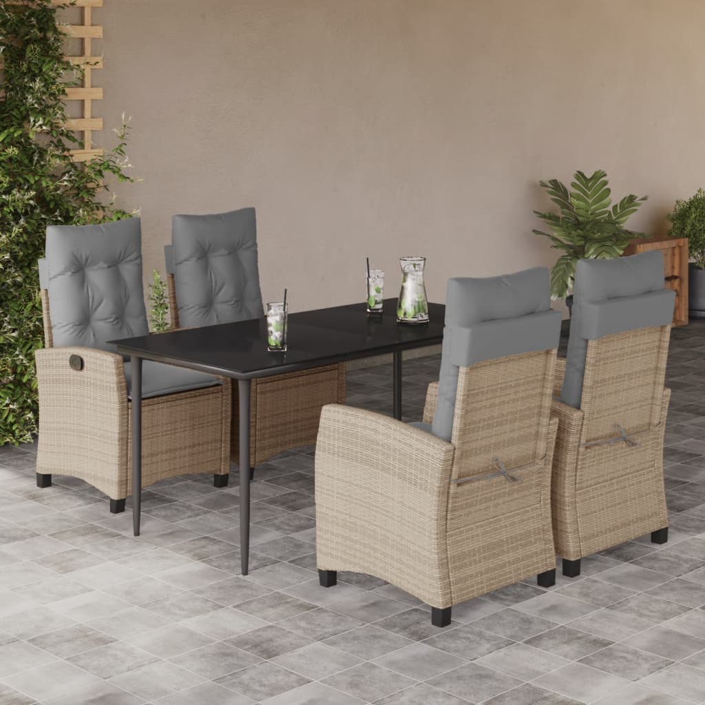 vidaXL 3-delige Tuinset met kussens poly rattan gemengd beige