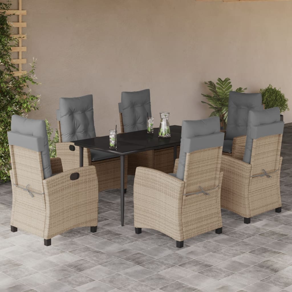 vidaXL 3-delige Tuinset met kussens poly rattan gemengd beige
