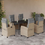vidaXL 3-delige Tuinset met kussens poly rattan gemengd beige