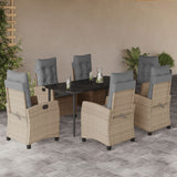vidaXL 3-delige Tuinset met kussens poly rattan gemengd beige