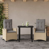 vidaXL 3-delige Tuinset met kussens poly rattan gemengd beige