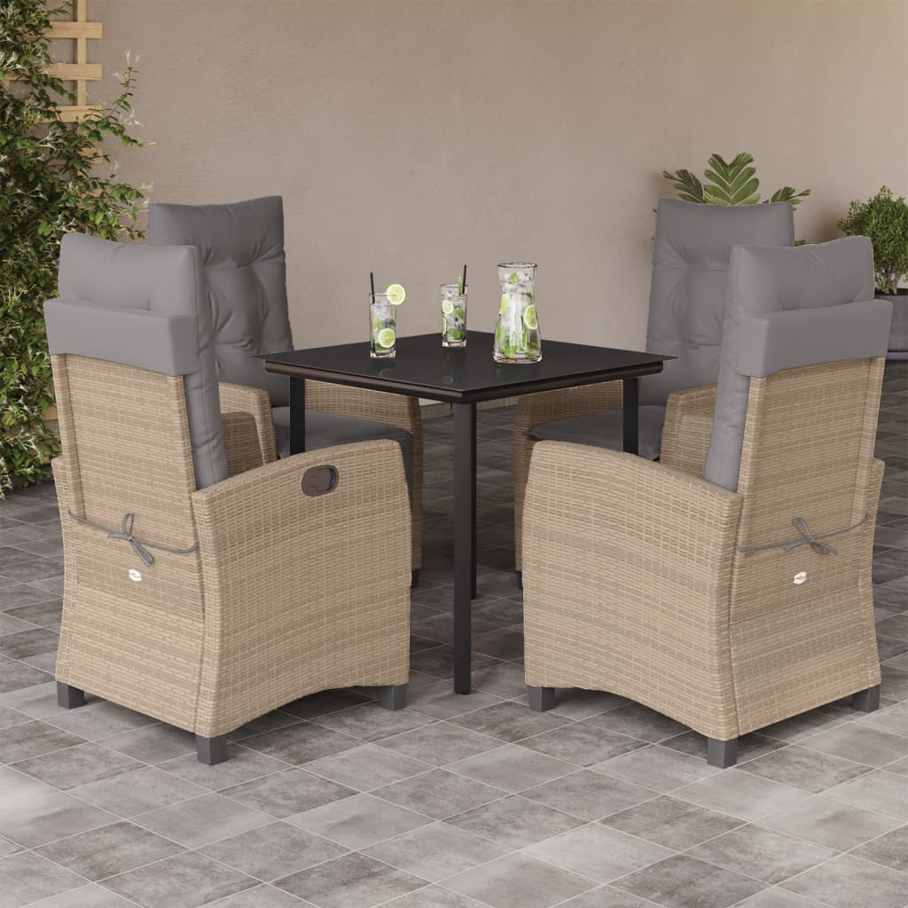 vidaXL 3-delige Tuinset met kussens poly rattan gemengd beige