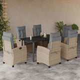 vidaXL 3-delige Tuinset met kussens poly rattan gemengd beige