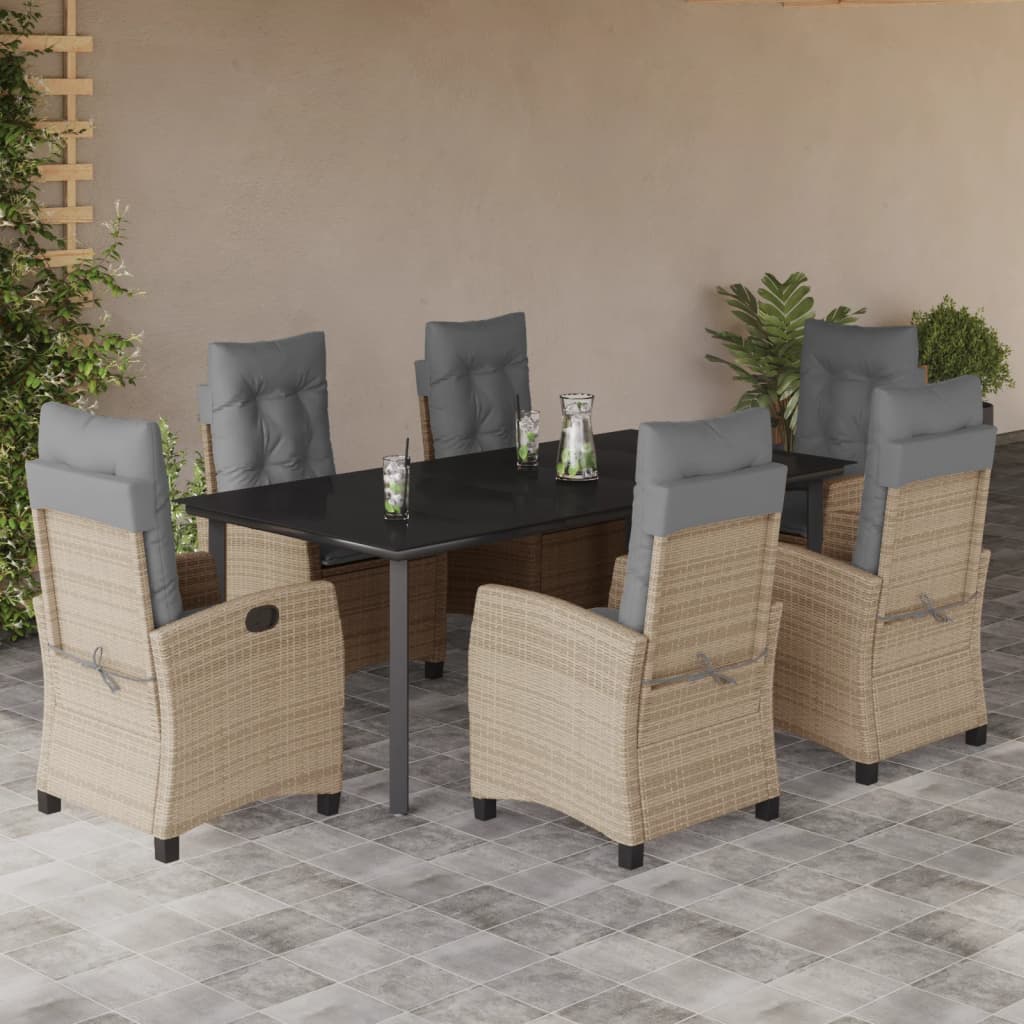 vidaXL 3-delige Tuinset met kussens poly rattan gemengd beige