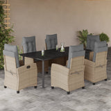 vidaXL 3-delige Tuinset met kussens poly rattan gemengd beige