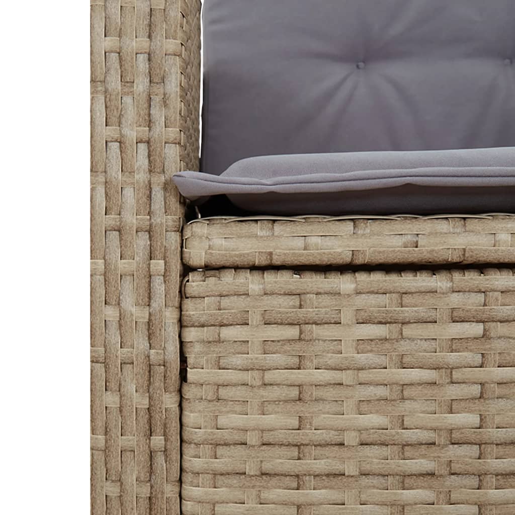 vidaXL 3-delige Tuinset met kussens poly rattan gemengd beige