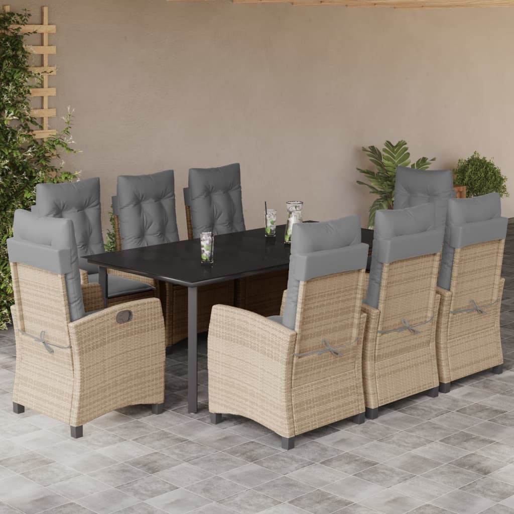 vidaXL 3-delige Tuinset met kussens poly rattan gemengd beige