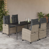 vidaXL 3-delige Tuinset met kussens poly rattan lichtgrijs