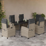 vidaXL 3-delige Tuinset met kussens poly rattan lichtgrijs