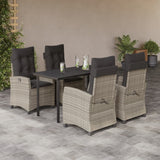 vidaXL 3-delige Tuinset met kussens poly rattan lichtgrijs