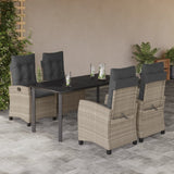 vidaXL 3-delige Tuinset met kussens poly rattan lichtgrijs