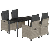 vidaXL 3-delige Tuinset met kussens poly rattan lichtgrijs