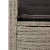 vidaXL 3-delige Tuinset met kussens poly rattan lichtgrijs