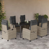 vidaXL 3-delige Tuinset met kussens poly rattan lichtgrijs