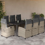vidaXL 3-delige Tuinset met kussens poly rattan lichtgrijs