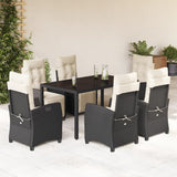 vidaXL 3-delige Tuinset met kussens poly rattan zwart