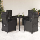 vidaXL 3-delige Tuinset met kussens poly rattan zwart
