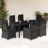 vidaXL 3-delige Tuinset met kussens poly rattan zwart