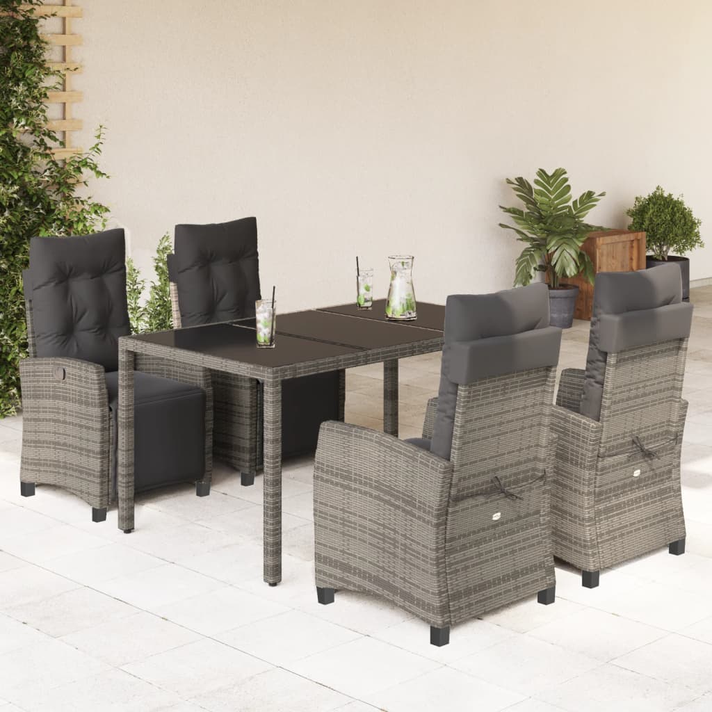 vidaXL 3-delige Tuinset met kussens poly rattan zwart