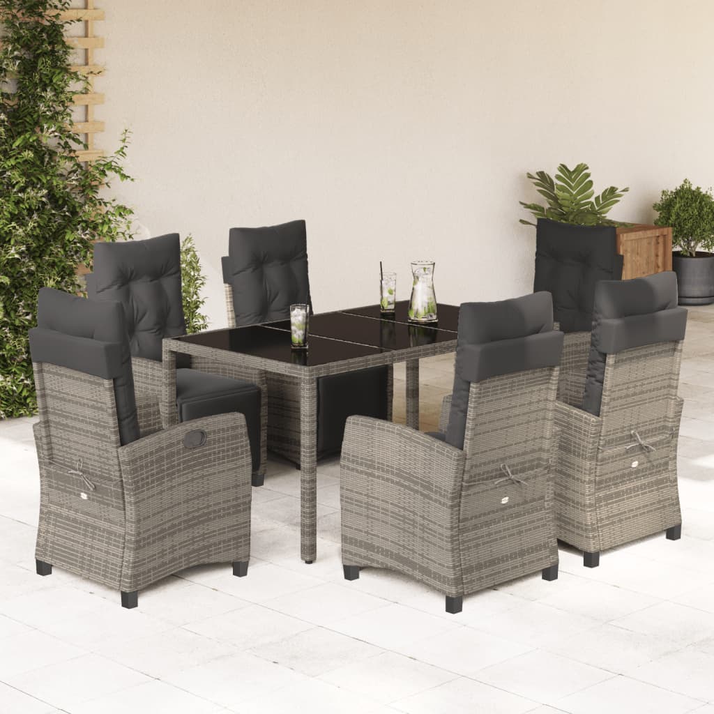 vidaXL 3-delige Tuinset met kussens poly rattan zwart