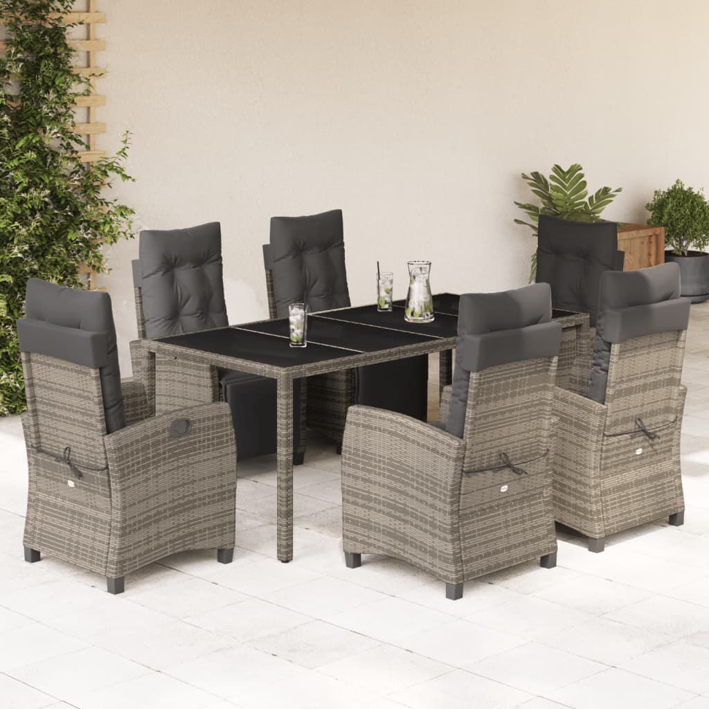 vidaXL 3-delige Tuinset met kussens poly rattan zwart