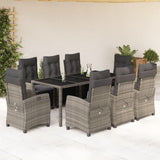 vidaXL 3-delige Tuinset met kussens poly rattan zwart