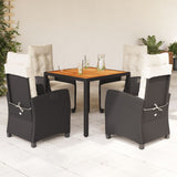 vidaXL 3-delige Tuinset met kussens poly rattan zwart