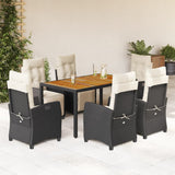 vidaXL 3-delige Tuinset met kussens poly rattan zwart