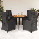 vidaXL 3-delige Tuinset met kussens poly rattan zwart
