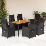 vidaXL 3-delige Tuinset met kussens poly rattan zwart