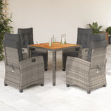 vidaXL 3-delige Tuinset met kussens poly rattan zwart
