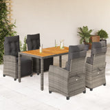 vidaXL 3-delige Tuinset met kussens poly rattan zwart