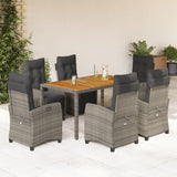 vidaXL 3-delige Tuinset met kussens poly rattan zwart