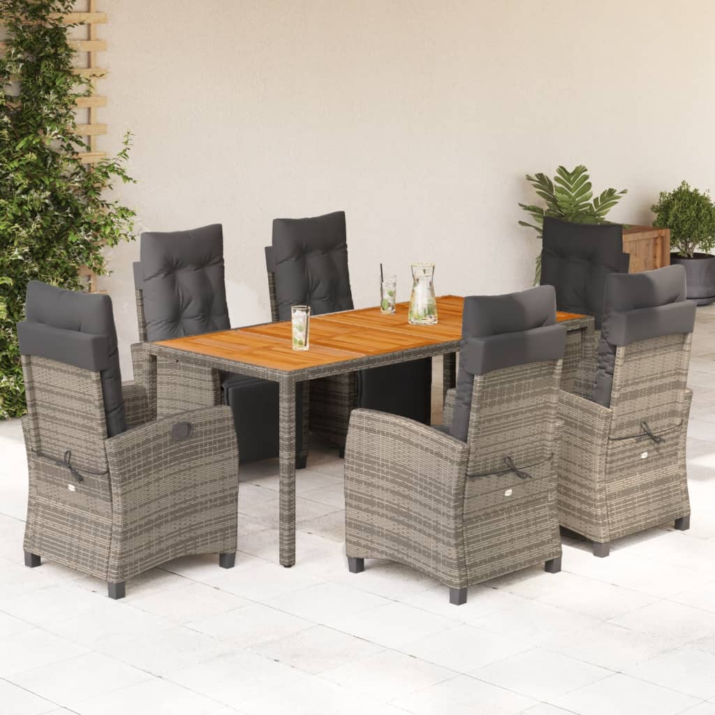 vidaXL 3-delige Tuinset met kussens poly rattan zwart
