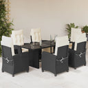 vidaXL 7-delige Tuinset met kussens poly rattan zwart
