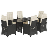 vidaXL 7-delige Tuinset met kussens poly rattan zwart