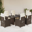 vidaXL 7-delige Tuinset met kussens poly rattan zwart