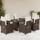 vidaXL 7-delige Tuinset met kussens poly rattan zwart