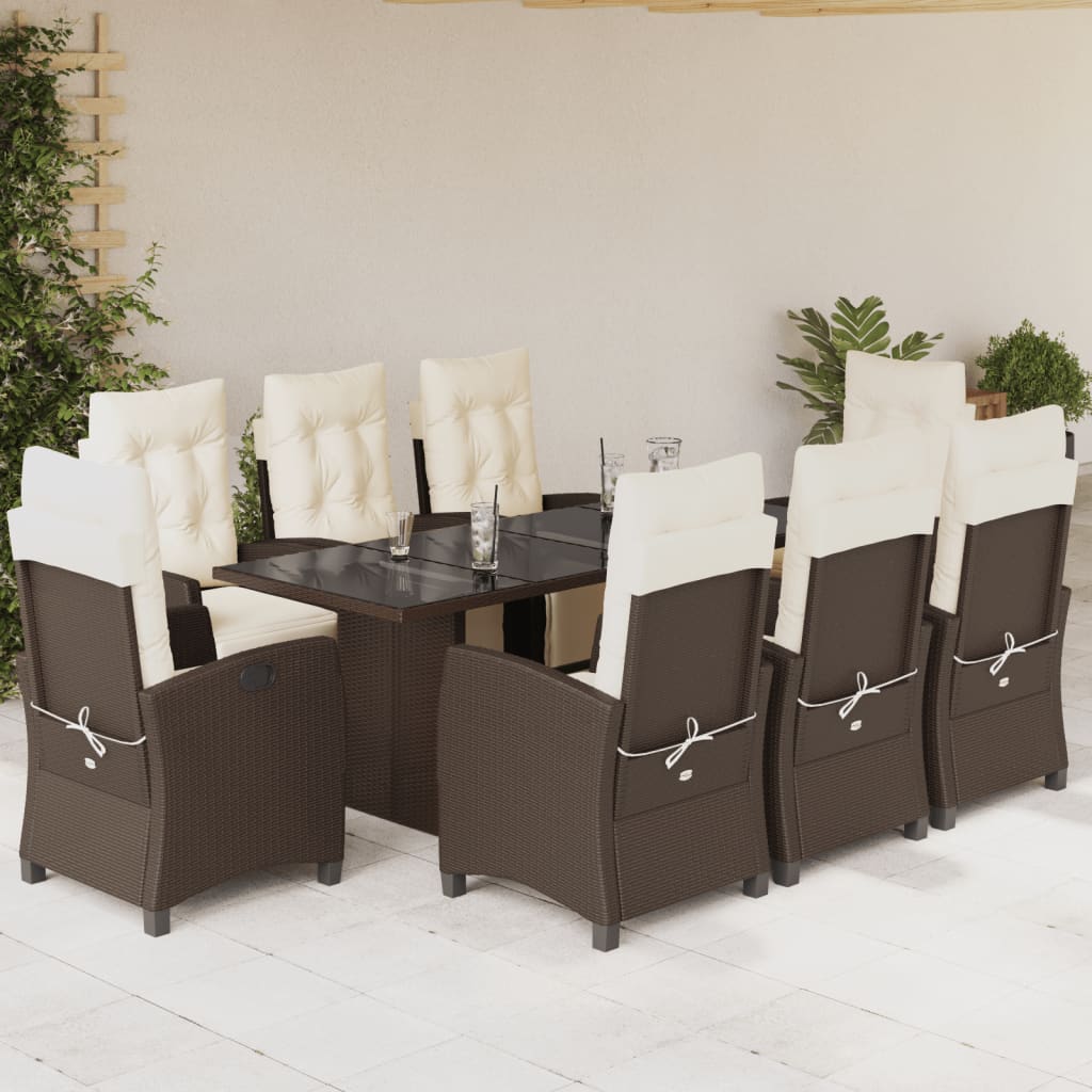 vidaXL 7-delige Tuinset met kussens poly rattan zwart