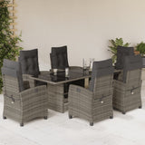 vidaXL 7-delige Tuinset met kussens poly rattan zwart