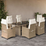 vidaXL 7-delige Tuinset met kussens poly rattan zwart