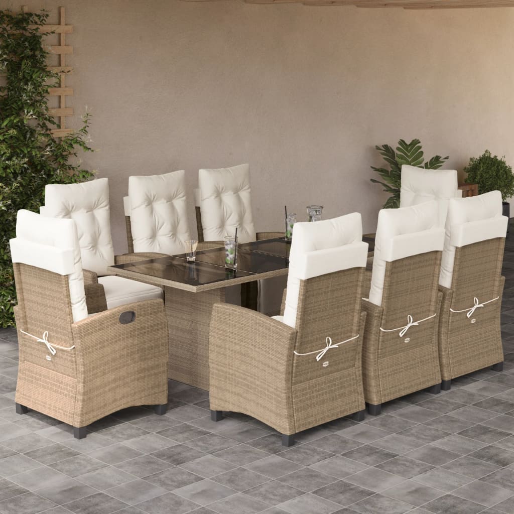 vidaXL 7-delige Tuinset met kussens poly rattan zwart