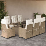 vidaXL 7-delige Tuinset met kussens poly rattan zwart
