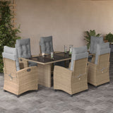 vidaXL 7-delige Tuinset met kussens poly rattan zwart