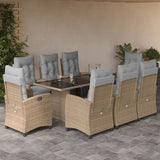 vidaXL 7-delige Tuinset met kussens poly rattan zwart