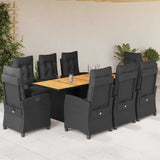 vidaXL 7-delige Tuinset met kussens poly rattan zwart